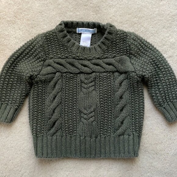 Janie and Jack olive green cable knit sweater pullover Size 3 to 6 months - Picture 1 of 4